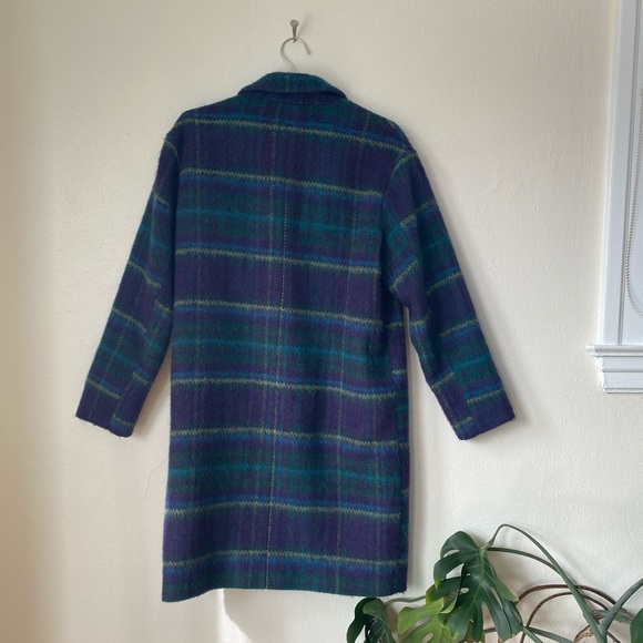ASOS plaid teal/purple light wool sweater coat - Picture 6 of 9